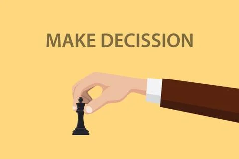 Make decission concept illustration with hand holding chess vector graphic Stock Illustration