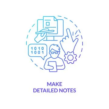 Make detailed notes blue gradient concept icon Stock Illustration