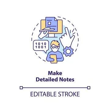Make detailed notes concept icon Stock Illustration