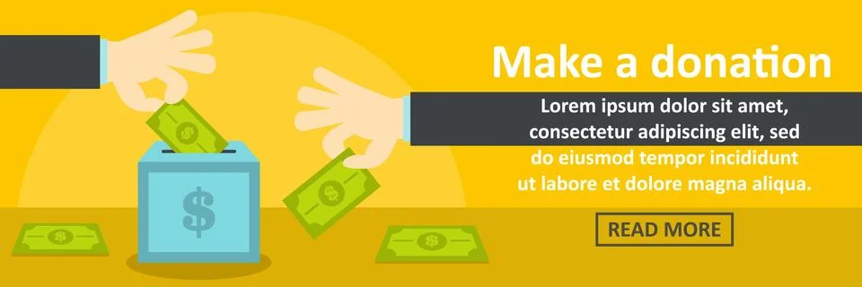 Make a donation banner horizontal concept Stock Illustration