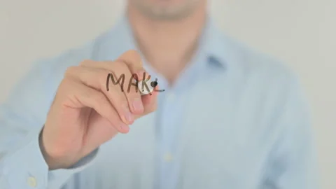Make A Donation, Man Writing on Transparent Screen Video stock 157499796