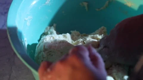 To make dough from white flour 21 Stock Footage 320832722