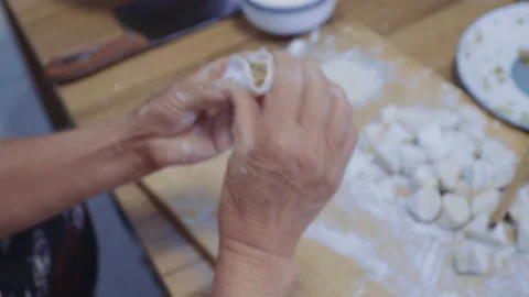 Make dumplings02 Stock Footage 234975205