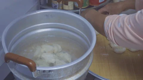 Make dumplings04 Stock Footage 234974805