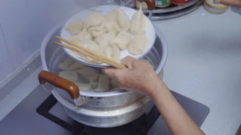 Make dumplings05 Stock Footage 234975129