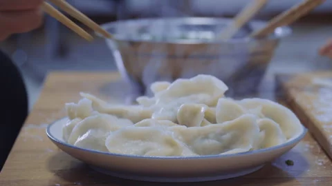 Make dumplings06 Stock Footage 234974765