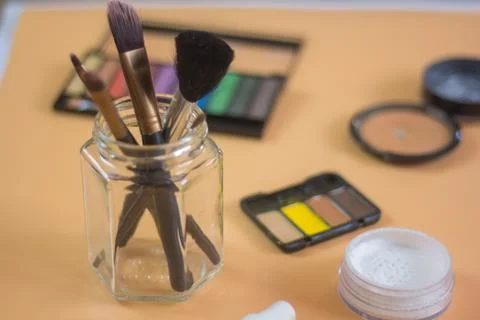 Make up elements on a table Stock Photos
