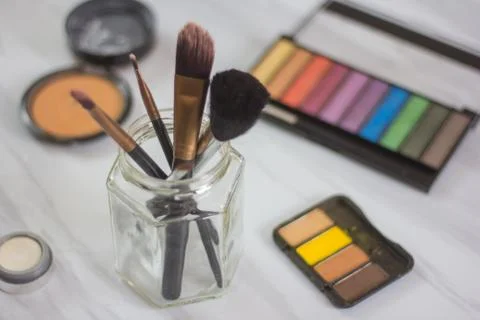 Make up elements on a table Stock Photos