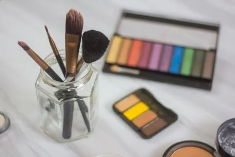Make up elements on a table Stock Photos