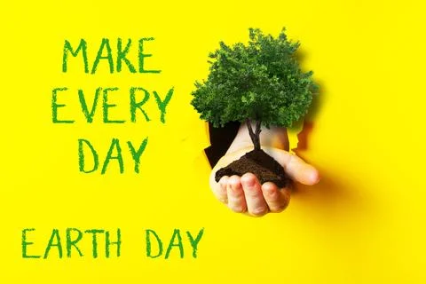Make every day text. Ecological concept of saving the planet Stock Photos