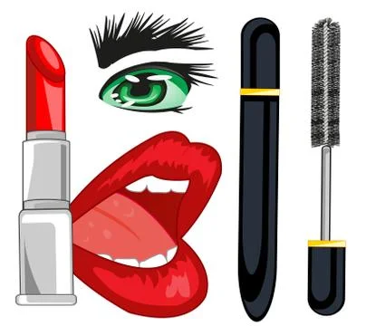 Make-up for eye and lips Stock Illustration