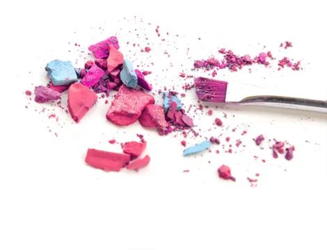 Make up eye shadow, mixed color powder brush. Stock Photos