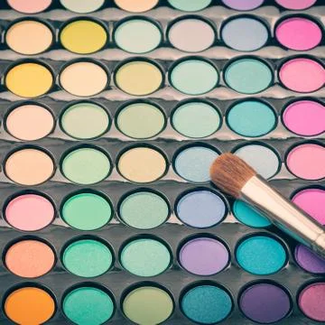 Make-up eye shadow palette with brush Stock Photos
