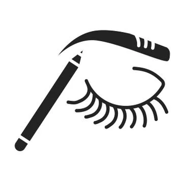 Make up eyebrow black glyph icon. Beauty industry. Pictogram for web page, mo Stock Illustration