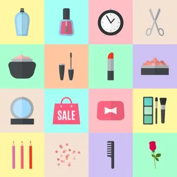 Make up flat icons. illustration Stock Illustration