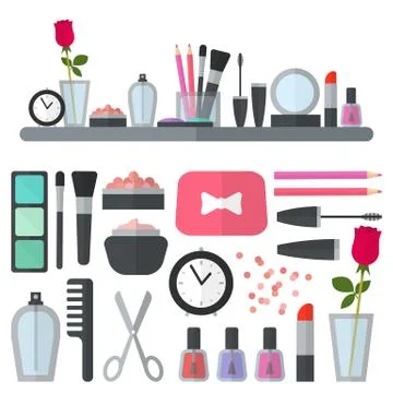 Make up flat icons. Vector illustration Illustrazione stock