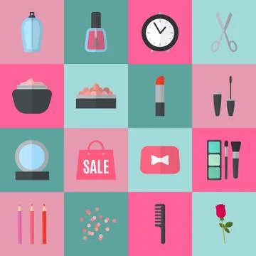 Make up flat icons. Vector illustration Stock Illustration