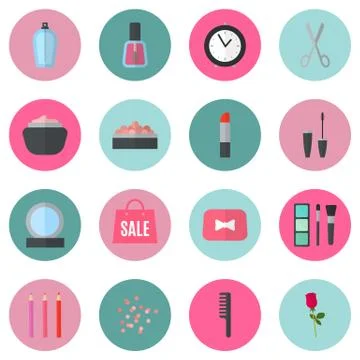 Make up flat icons. Vector illustration Stock Illustration
