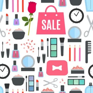 Make up flat pattern. Vector illustration 스톡 일러스트