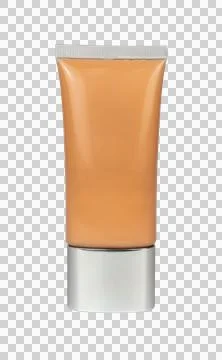 Make-up foundation in a plastic container on transparent background Stock Photos