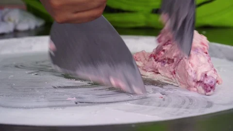 Make fried ice cream closeup Stockbeeldmateriaal 119855720