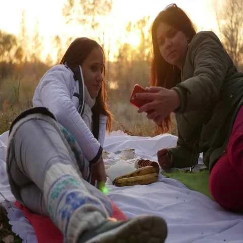 Make friends write selfie phone Stock Footage 69500054