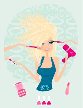 Make-up girl , cosmetics set Stock Illustration