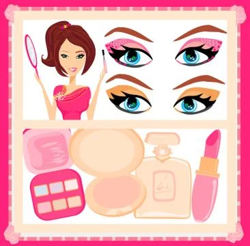 Make-up girl poster Stock Illustration