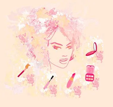 Make-up girl - poster Stock Illustration
