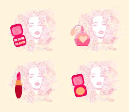 Make-up girl - poster set Stock Illustration