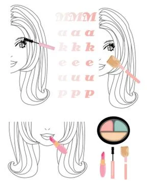 Make-up girl set Stock Illustration