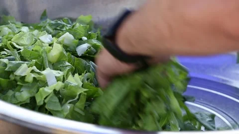 To make green salad  3 Stock Footage 312948729