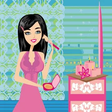 Make up at home Stock Illustration