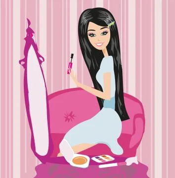 Make up at home Stock Illustration