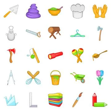 Make icons set, cartoon style Illustrazione stock