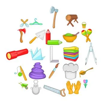 Make icons set, cartoon style Stock Illustration