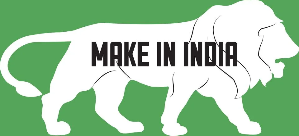 Make in India White Vector icon | Make in India lion symbol | lion symbol Stock Illustration