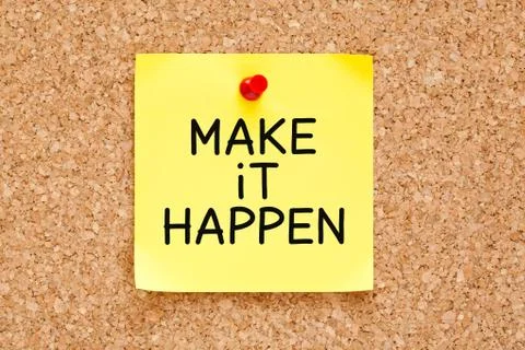 Make it Happen Sticky Note Foto stock