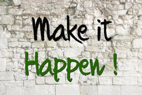 Make it happen on wall concept Stock Illustration