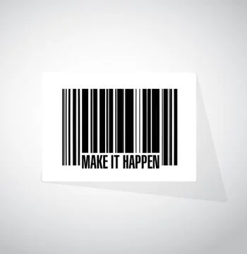 Make it happening barcode sign concept Stock Illustration
