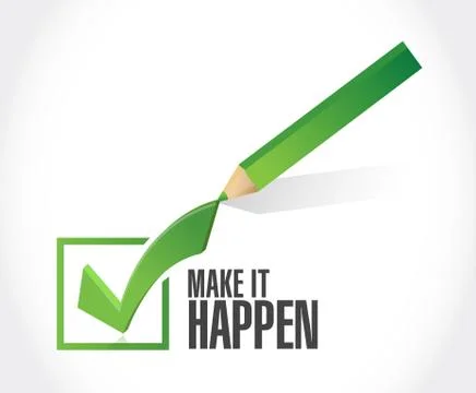 Make it happening check approval sign concept Stock Illustration