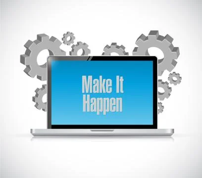 Make it happening computer sign concept Stock Illustration