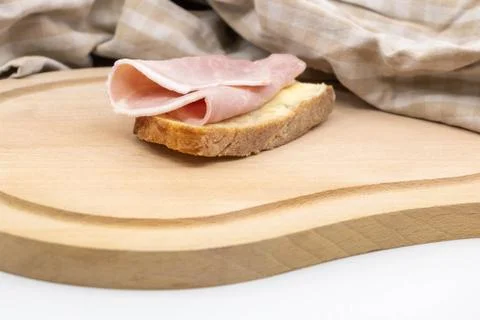 Make it simple in the kitchen - white ham sandwich and butter on country bread Stock Photos