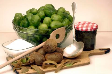 To make jam of kiwi Stock Photos