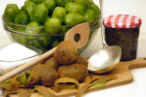 To make jam of kiwi Stock Photos