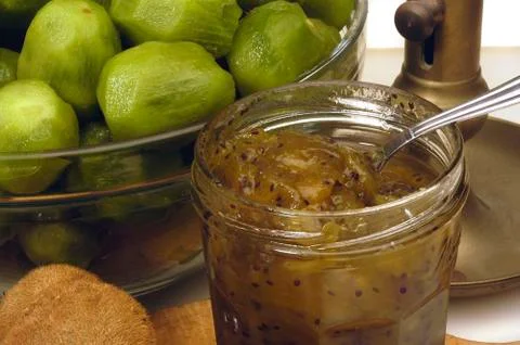 To make jam of kiwi Stock Photos
