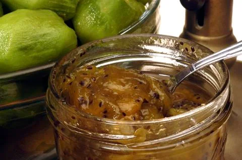 To make jam of kiwi Stock Photos