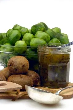 To make jam of kiwi Stock Photos