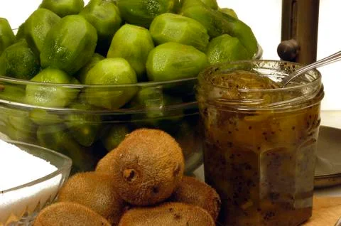 To make jam of kiwi Stock Photos