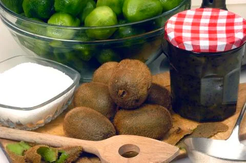 To make jam of kiwi Stock Photos